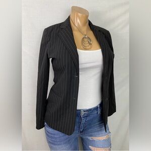 East 5th Black White Striped Blazer Size 10 Womens Jacket